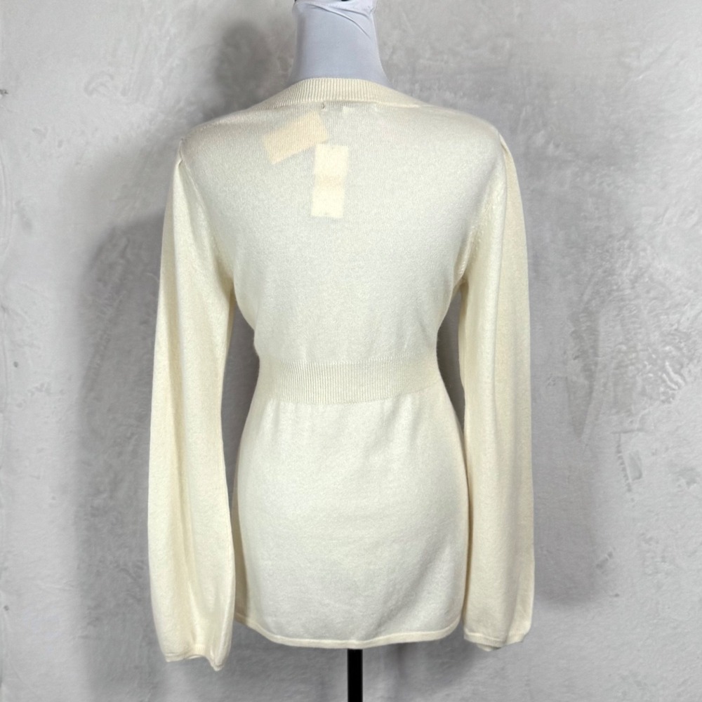 NWT Y2K Banana Republic Cream Babydoll Sweater Size L‎ Bell Sleeve Wool Cashmere - Picture 3 of 16